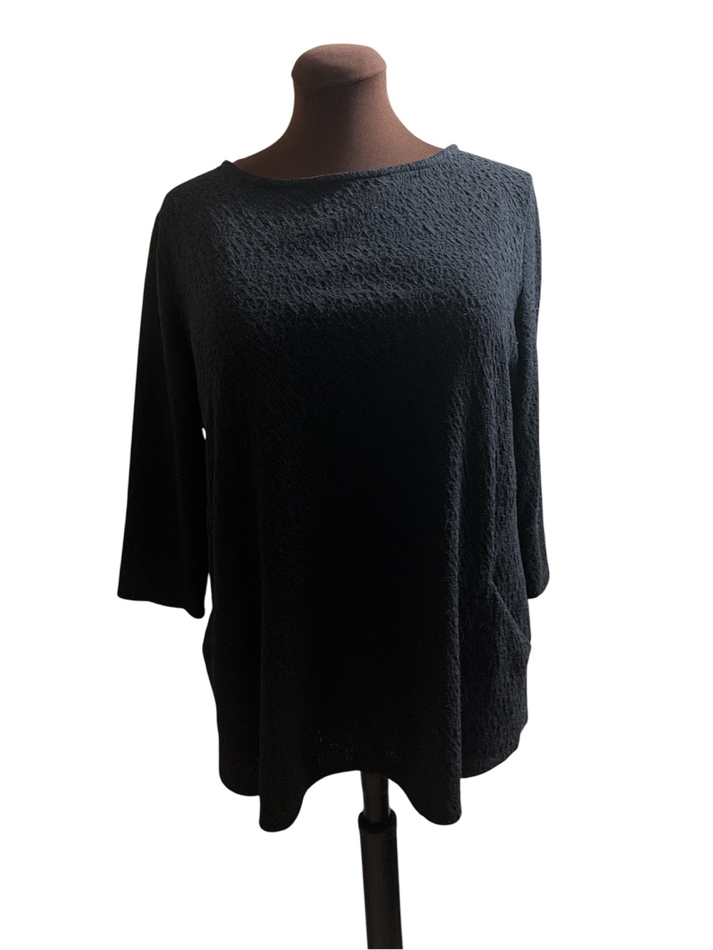 Chico's Black Textured Boatneck Tunic